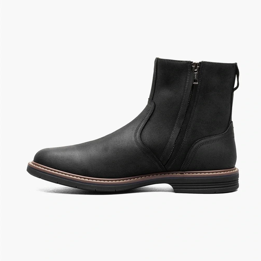 S73 NWT/NIB Florsheim NORWALK  Plain Toe Side Zip Boot Black 8.5